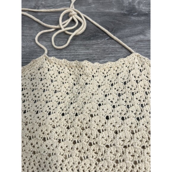 House of Harlow 1960 revolve Crochet Halter Beige Knit top only Boho NWT Small - Picture 3 of 7